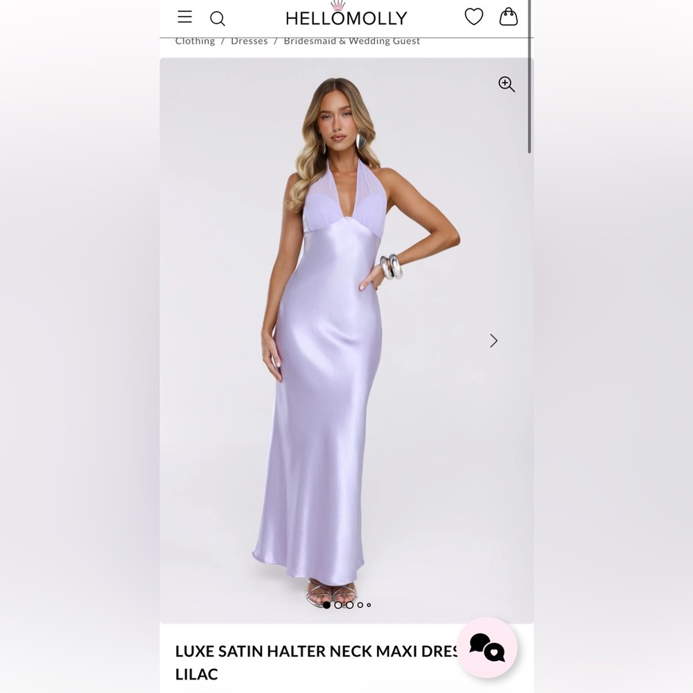 Lavender Satin Halter Evening Dress